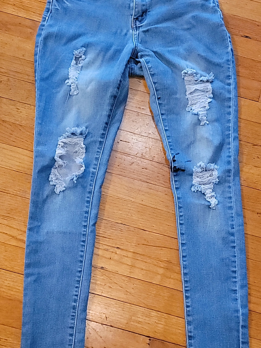 Fashion Nova Light Blue Ripped Skinny Jeans